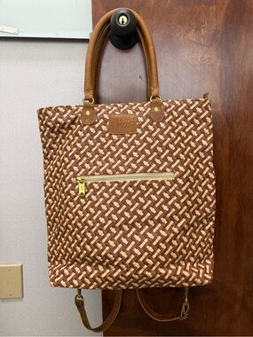 Sseko Convertible Basket Weave Leather Shopper Tote Backpack Bag - Tri Color